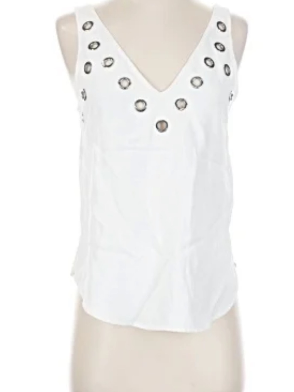 10 Crosby Derek Lam White V-Neck Grommet Tank